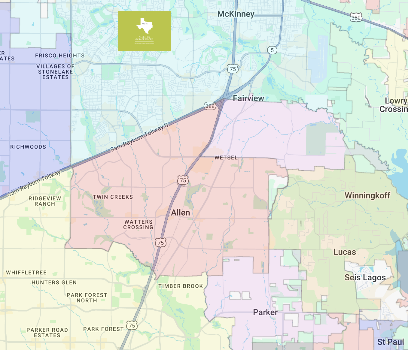 Allen-TX-USA-near-by-cities-map